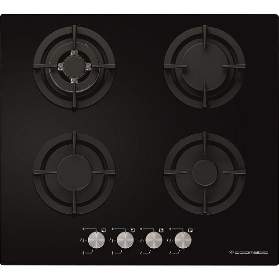 Ecomatic Crystal Gas Built-In Hob, 4 Burners, Black- S607ALC