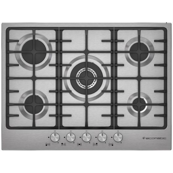 Ecomatic Gas Built-In Hob, 5 Burners, Stainless Steel - S703C