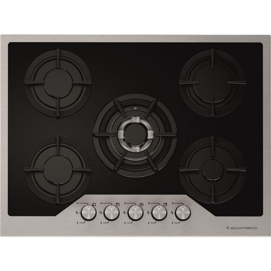  Ecomatic Crystal Gas Built-In Hob, 5 Burners, Black- S707IGC