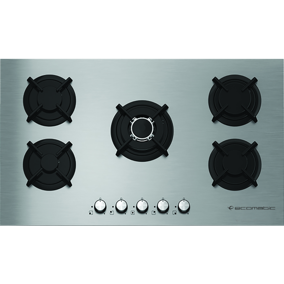 Ecomatic Gas Built-In Hob, 5 Burners, Stainless Steel