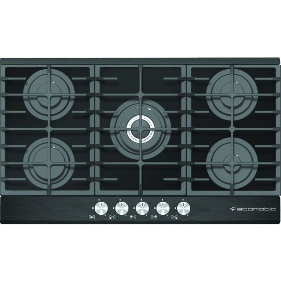 Ecomatic Crystal Gas Built-In Hob, 5 Burners, Black- S907QX