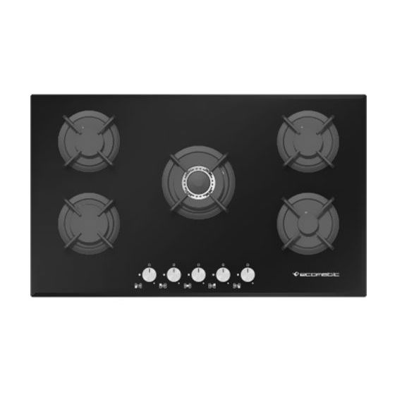 Ecomatic Built In Gas Hob, Crystal Black, 5 Burner, 90 cm - S907RC