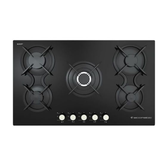 Ecomatic Built In Gas Hob, Crystal Black, 5 Burners, 90 cm - S917DC