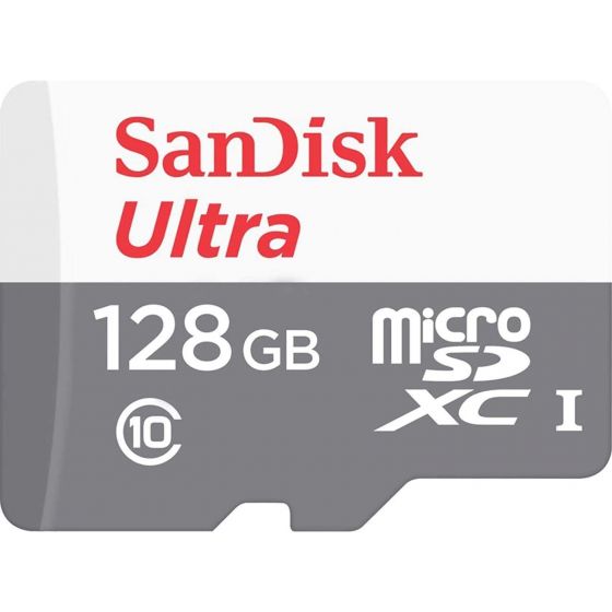 بطاقة ذاكرة ميكرو SDXC سانديسك الترا فئة 10، سعة 128 جيجا- SDSQUNS-128G-GN6MN