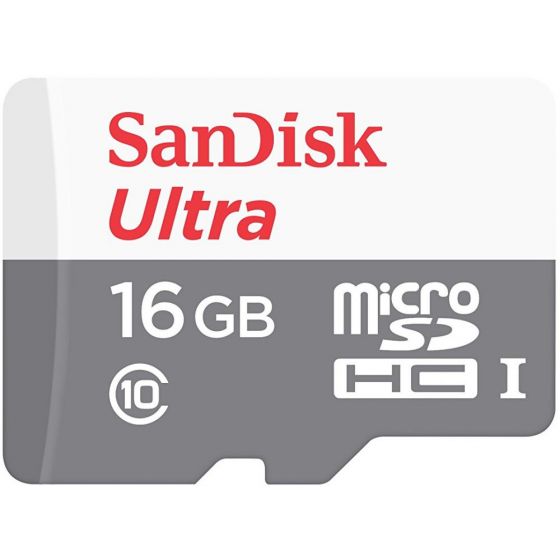 بطاقة ذاكرة مايكرو SDHC سانديسك الترا كلاس 10، سعة 16 جيجا - SDSQUNS-016G-GN3MN
