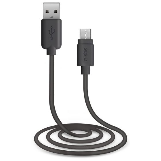 SBS Micro USB Charge and Data Transfer Cable, 1 Meter, Black - LTHL200