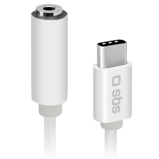 SBS USB Type-C to 3.5mm Audio Jack Adapter, 9 cm, White - TEINTJACKTYCFMW