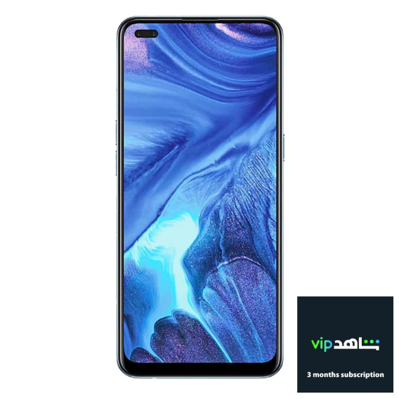 اوبو رينو 4 بشريحتين اتصال، 128 جيجا بايت، شبكة 4G LTE - ازرق مع اشتراك شاهد مجاني لمدة 3 شهور