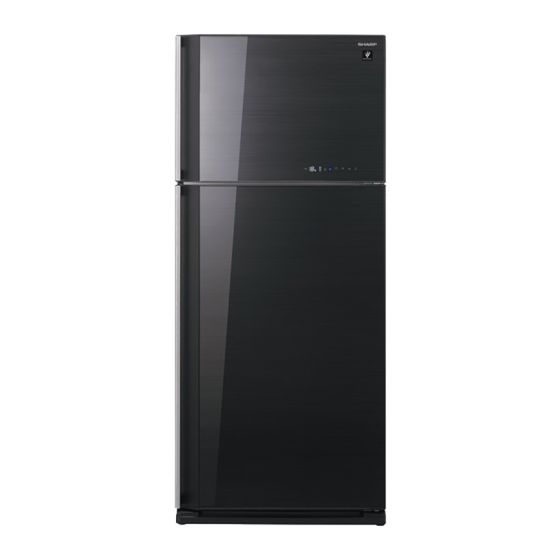 Sharp Freestanding Digital Refrigerator With Plasma Cluster Technology, No Frost, 2 Doors, 25 FT, Black Glass - SJ-GC75V-BK