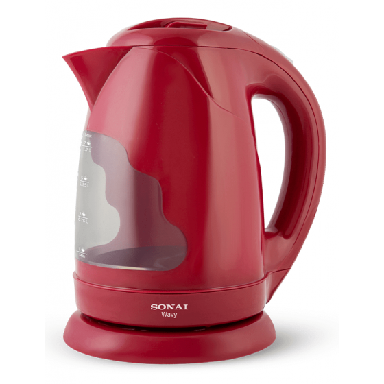 Sonai Wavy Kettle, 1.7 Liters, 2200 Watt, Red - MAR-3970 
