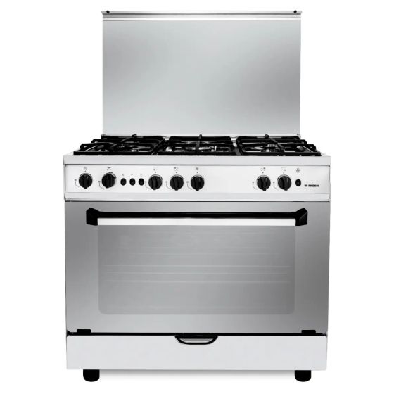 Fresh Plaza Gas Cooker, 5 Burners, Stainless Steel - 2772