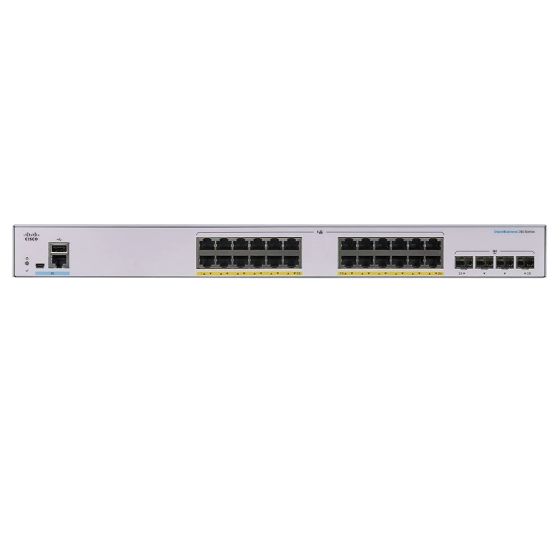 Cisco Switch, 24 Ethernet Ports, 195W, White - CBS350-24P-4G-EU
