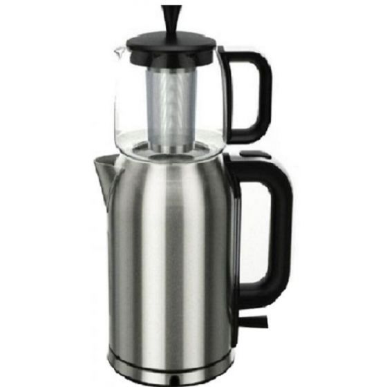 Home Kettle and Glass Teapot,1850 Watt,1.7 liter,Silver - GTK001G