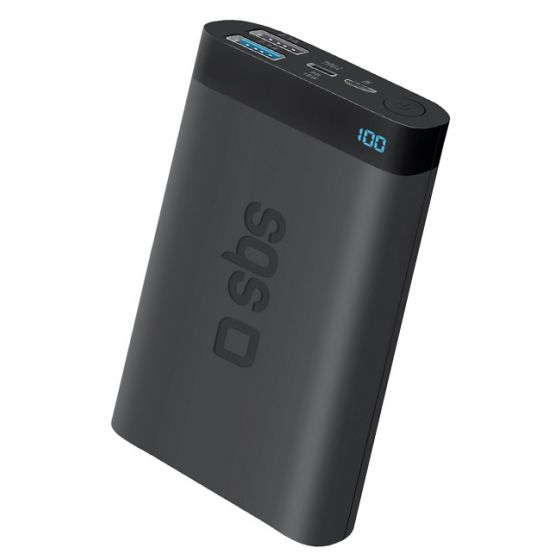 SBS Pocket Power Bank, 10000mAh, 3 Ports - Black