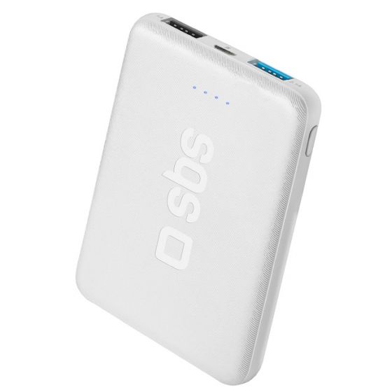 SBS Pocket Power Bank, 5000mAh, 2 Ports - White