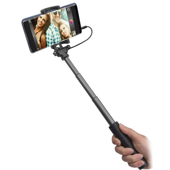 عصا سيلفي تلسكوبية اس بي اس، اسود- TESELFIEWIREDALRUBK