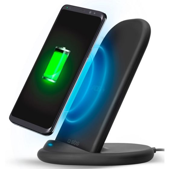 شاحن لاسلكي مع حامل مكتب اس بي اس، 10 وات، اسود- TEWIRDESK10WK