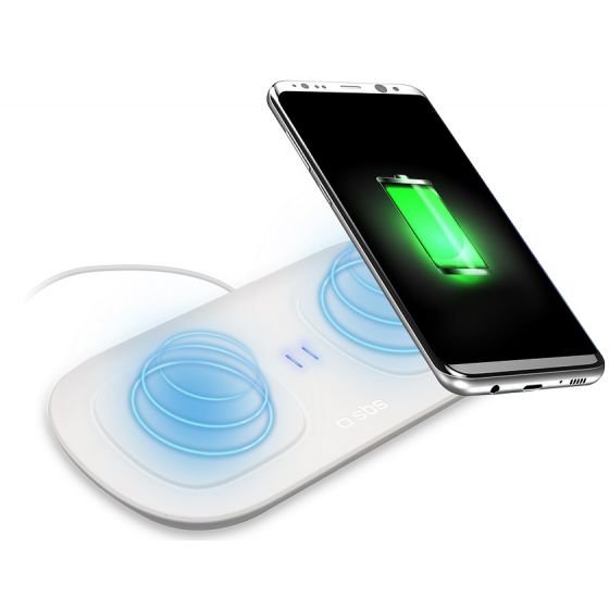 SBS Dual Base Wireless Charger, 5W, White - TEWIRDOUBLE5WW