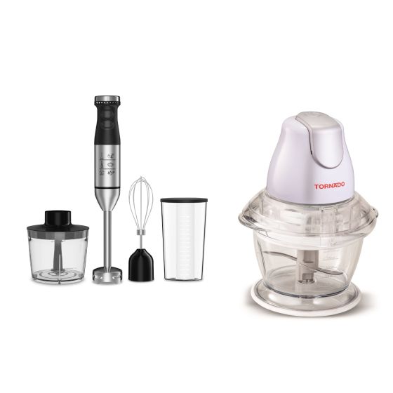 Tornado Hand Blender, 600 Watt - THB-600M with Tornado Chopper, 400 Watt - CH-400M