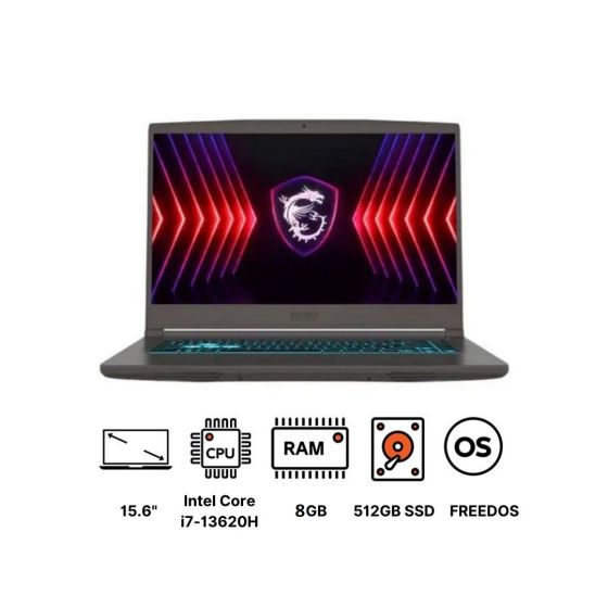 MSI Thin 15 B13UCX Gaming Laptop, Intel Core i7-13620H, 512GB SSD, 8GB RAM, 15.6 Inch, FHD IPS 144Hz Display, NVIDIA GeForce RTX 2050 4GB, DOS - Cosmos Gray