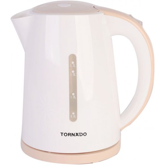 Tornado Electric Kettle, 1.7 Liter, 2200 Watt, White - TKP- 2117