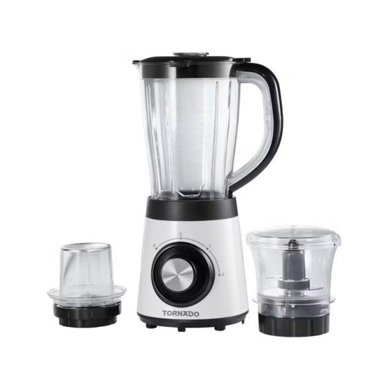 Tornado Blender with Chopper and Grinder, 1.5 Liters, 600 Watt, Black and White- TBL-500W