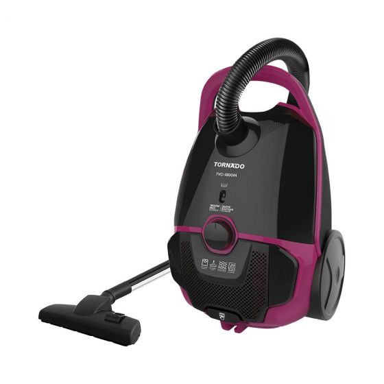 Tornado Bagged Canister Vacuum Cleaner, 1800 Watt, Black and Maroon - TVC-1800MD