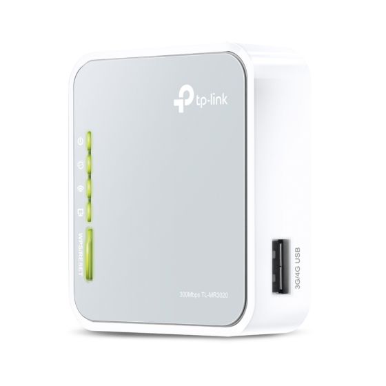 TP-Link Portable 3G/4G Wireless N Router, 3 Ports, White - TL-MR3020