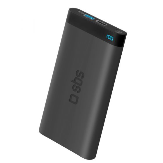 SBS Portable Power Bank, 8000mAh, 2 USB Ports - Black