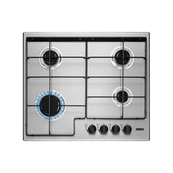 Zanussi Gas Built-In Hob, 4 Burners, Stainless Steel - ZGH65414XA