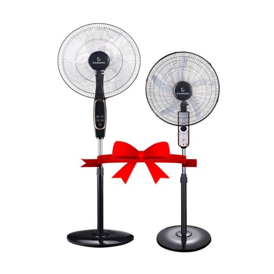 Dansha Stand Fan, 18 Inch - Black with 16 Inch Rechargeable Stand Fan - Black - ELEGANT1-FRF1