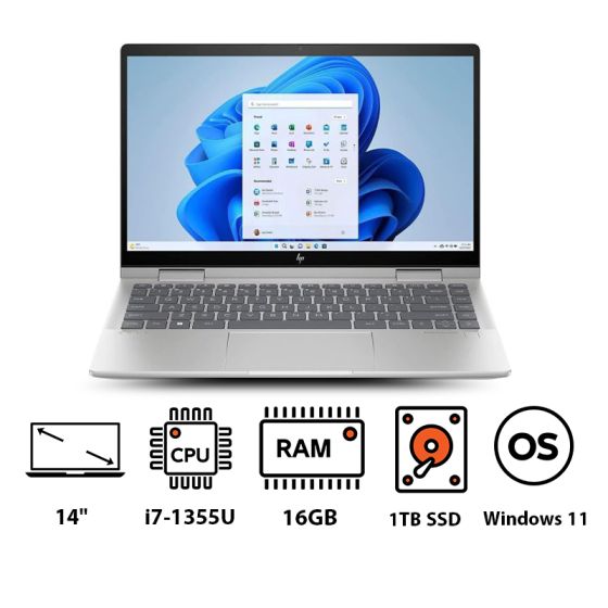 HP Envy X360 2-IN-1 14-ES0033DX Laptop, Intel core i7-1355U, 1TB SSD, 16GB RAM, 14 Inch, FHD IPS MultiTouch, Intel Iris Xe Graphics, Windows 11, Silver