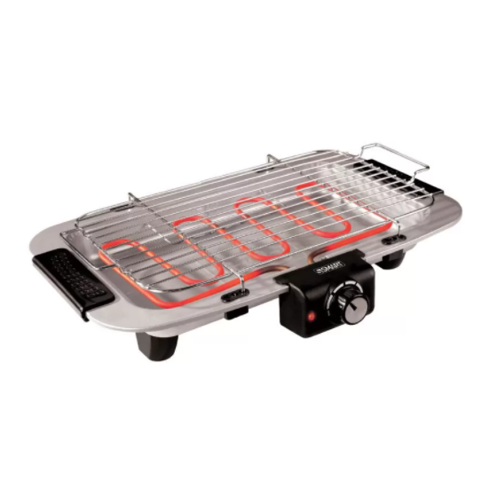 Smart Electric Grill, 2000 Watt, Silver- SBQ012T