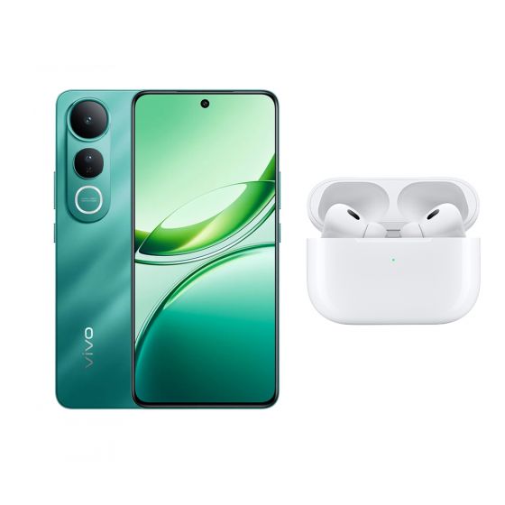  فيفو V50 لايت، 256 جيجا، رام 8 جيجا، شبكة  4G LTE، شريحتين اتصال - اخضر سيلك مع سماعات اذن لاسلكية ريدينجتون ايربودز برو الجيل التاثي - ابيض