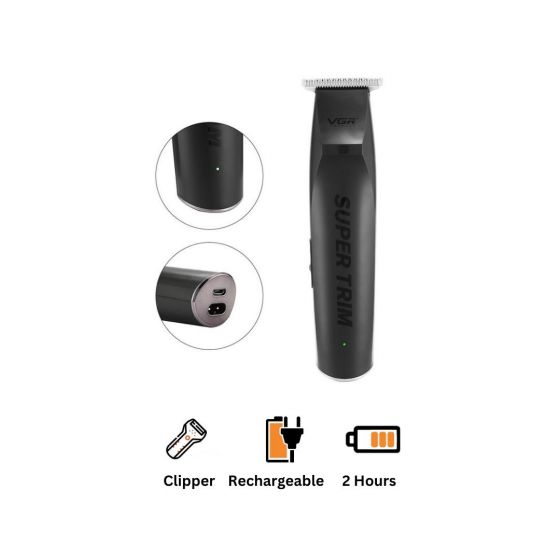 VGR Rechargeable Hair Clipper, Black - V-229, with Gift Bag