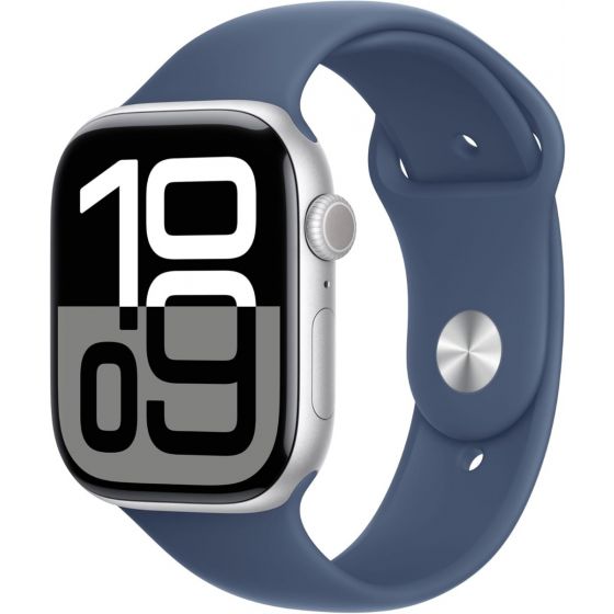 Apple Watch Series 10 46mm, Silver Case With Denim Strap