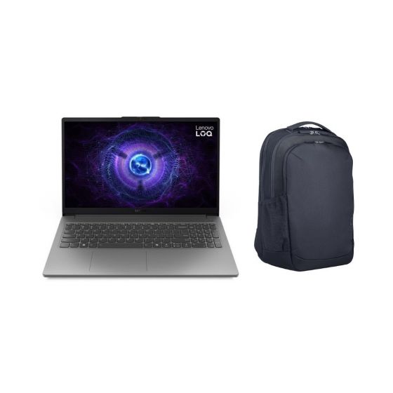 Lenovo LOQ Essential 15IAX9E - 83LK003TPS Gaming Laptop, Intel Core i7-12650HX, 512GB SSD, 16GB RAM, 15.6 FHD, NVIDIA GeForce RTX 4050 6GB, FREEDOS - Luna Grey with HP Everyday Laptop Backpack, Odyssey Grey - A08KLUT
