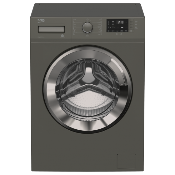 Beko Freestanding Washing Machine, Front Load With Inverter Motor, 8KG, Grey - WTV8612XMCI