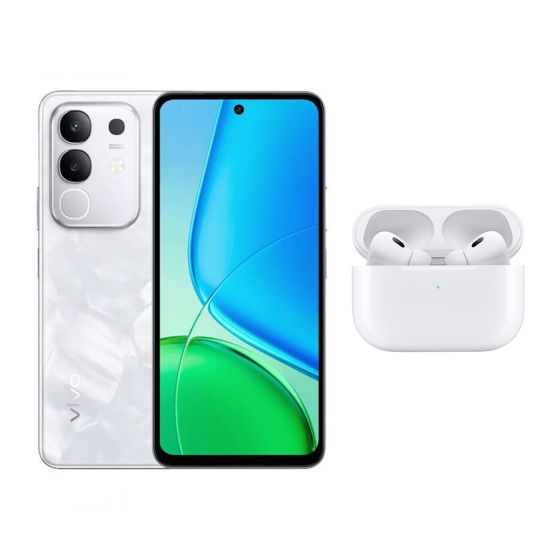 فيفو Y29، سعة 256 جيجا، 8 جيجا رام، 4G LTE، شريحتين اتصال - ابيض ماربل مع سماعات اذن لاسلكية ريدينجتون ايربودز برو الجيل التاثي - ابيض