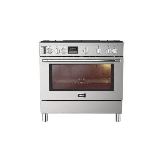 Zanussi Tastemax Air Fryer Gas Cooker, 5 Burners, Stainless Steel - ZCG97326XA