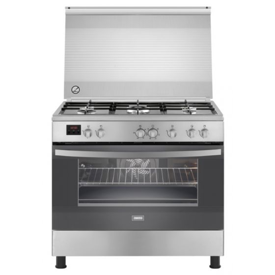 Zanussi Freestanding Digital Gas Cooker, 5 burners, Stainless Steel, 90 cm - ZCG92496XA