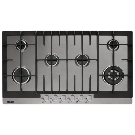 Zanussi Built-In Gas Hob, 6 Burners, Stainless Steel, 90 cm - ZGG96624XA