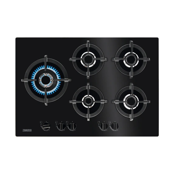 Zanussi Glass Gas Hob, 5 Burners, Black - ZGO78530BA