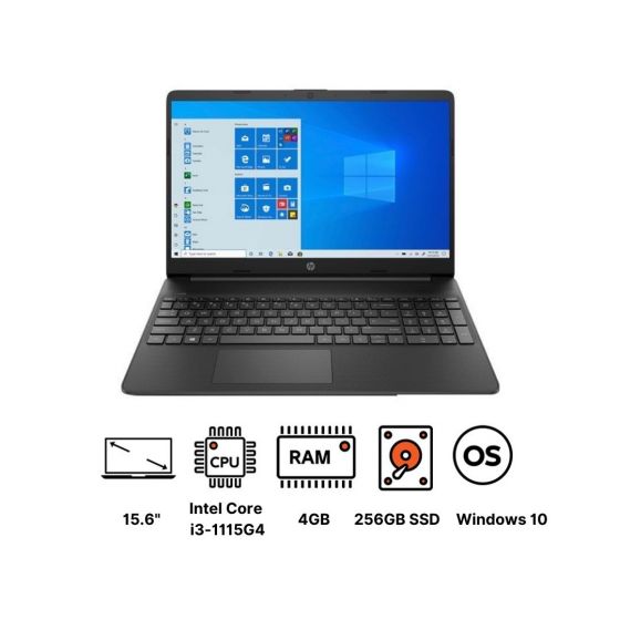 لاب توب اتش بي 15s-fq2012ne، انتل كور i3-1115G4، شاشة 15.6 بوصة، هارد 256 جيجا SSD، رام 4 جيجا، كارت شاشة انتل UHD جرافيكس، ويندوز 10 - اسود