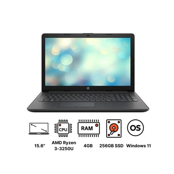 HP Pavilion 15s-eq1001ne Laptop, AMD Ryzen 3-3250U, 15.6Inch FHD, 256GB SSD, 4GB RAM, AMD Radeon Integrated Graphics, Windows 11, Black
