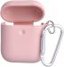 Silicon Airpods Protective Case with Hanger - Pink
