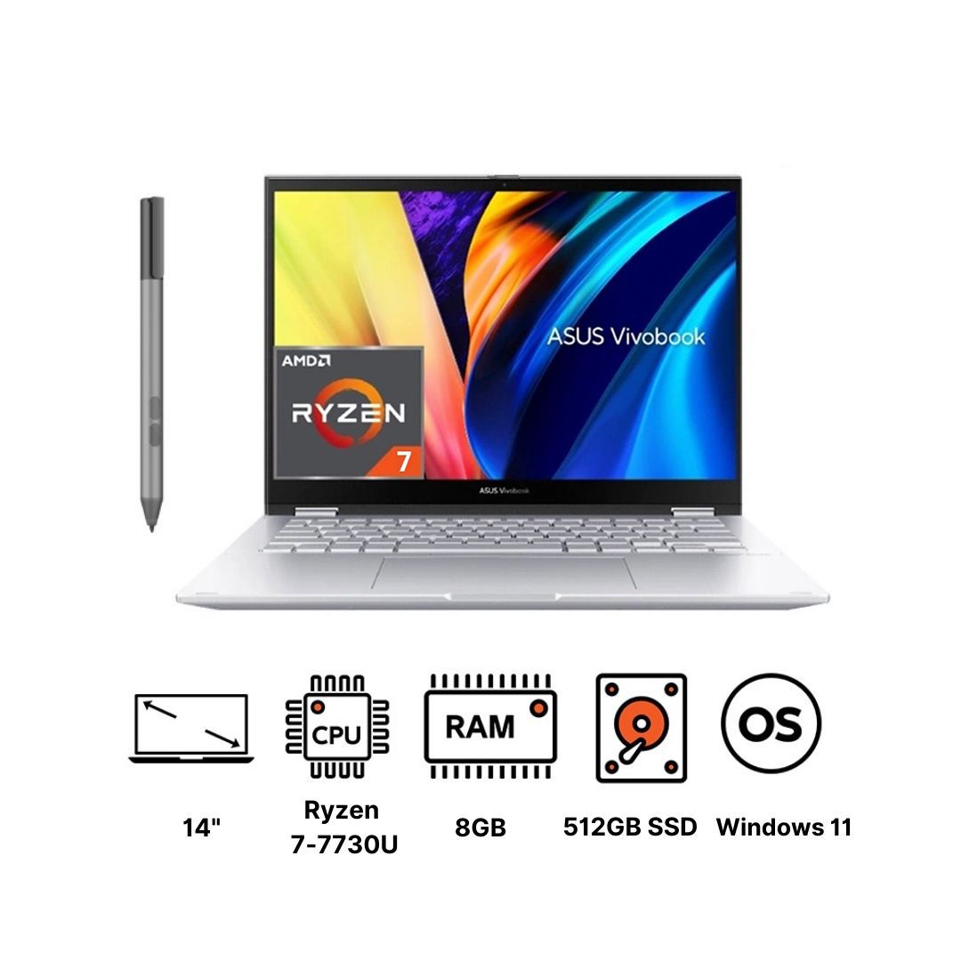 ASUS VivoBook Flip 14 TN3402YA-LZ007W Laptop, AMD Ryzen 7 ASUS VivoBook Flip 14 TN3402YA-LZ007W Laptop, AMD Ryzen 7