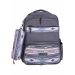 Gharibo Bags School Backpack With Pencil Case For Kids, Feathers Pattern - Grey
