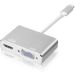 محول 2 في 1 USB فئة C الى VGA وHDMI - فضي