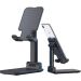 Adjustable Phone Stand for Desk, Foldable Cell Phone Holder for Desk, Stable Aluminum Desktop Holder, Universal Tablet Adjustable Stand Compatible with Mobile Phone/iPad/Tablets (Black)